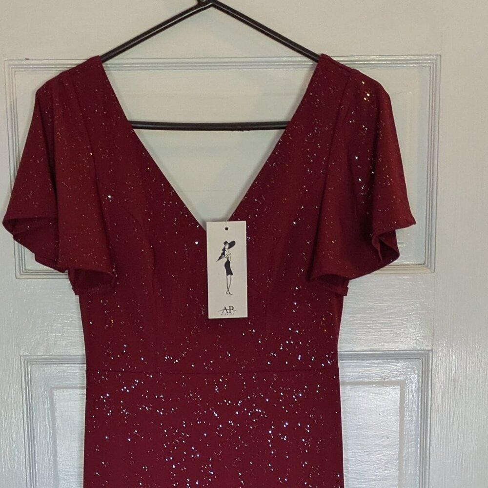 Alisapan Women's A-line V-Neck Empire Waist Side Split Short Sleeves